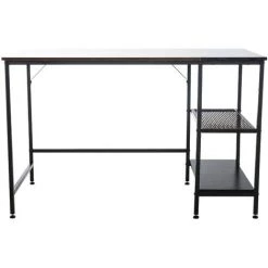 CLP Bureau Oviedo Avec Plateau En MDF Cadre En Tubes D'acier Et Colonne De Rangement Noir/marron -France Bureau Soldes 2022 46942603 3