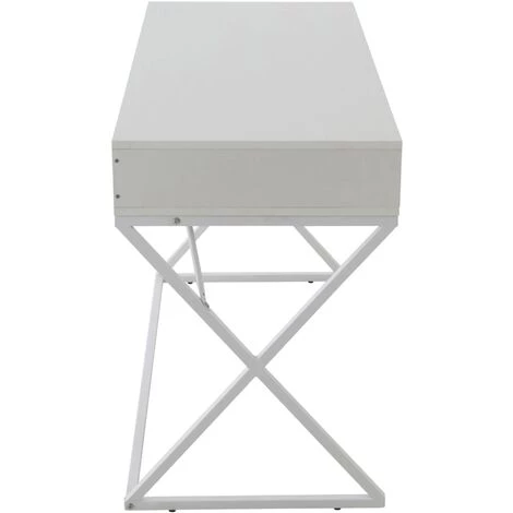CLP Bureau Ternitz Avec Plateau En MDF Cadre En Tubes D'acier Et 3 Tiroirs Blanc 5 CLP Bureau Ternitz Avec Plateau En MDF Cadre En Tubes D'acier Et 3 Tiroirs Blanc – Image 3