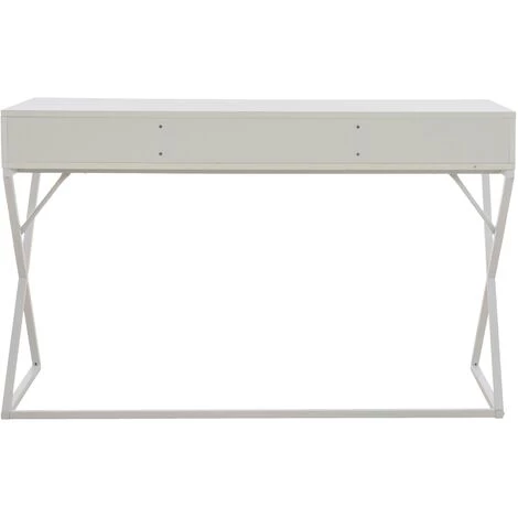 CLP Bureau Ternitz Avec Plateau En MDF Cadre En Tubes D'acier Et 3 Tiroirs Blanc 6 CLP Bureau Ternitz Avec Plateau En MDF Cadre En Tubes D'acier Et 3 Tiroirs Blanc – Image 4