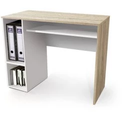 Bureau Coloris Chêne Cambrian / Blanc - Longueur 90 X Profondeur 45 Cm -PEGANE-