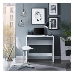 M&S Bureau 1 Tiroir 80x45x75 Cm Décor Blanc Et Gris