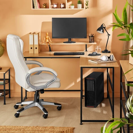 TECTAKE Bureau MELROSE 140x130x76,5cm - Table D’ordinateur En L Avec Support D’écran, Bureau D’angle, Table De Bureau - Bois Foncé Industriel 4 TECTAKE Bureau MELROSE 140x130x76,5cm - Table D’ordinateur En L Avec Support D’écran, Bureau D’angle, Table De Bureau - Bois Foncé Industriel – Image 2