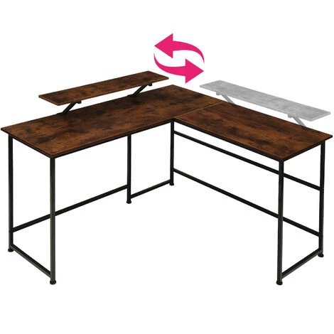 TECTAKE Bureau MELROSE 140x130x76,5cm - Table D’ordinateur En L Avec Support D’écran, Bureau D’angle, Table De Bureau - Bois Foncé Industriel 7 TECTAKE Bureau MELROSE 140x130x76,5cm - Table D’ordinateur En L Avec Support D’écran, Bureau D’angle, Table De Bureau - Bois Foncé Industriel – Image 5