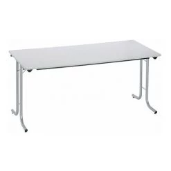 SANS MARQUE Table Rectangulaire Pliante Plateau Gris Clair L 160 X P 70 Cm - Classique - Piétement Aluminium - Maxiburo - Aluminium