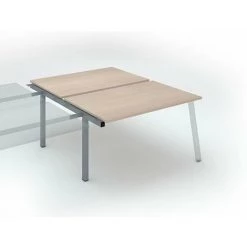 SANS MARQUE Pôle De 2 Bureaux Droits Chêne Clair L 140 X P 80 Cm, Piétement Métal Aluminium - Arch - Elément Suivant - Maxiburo - Aluminium