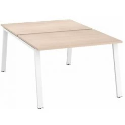 SANS MARQUE Pôle De 2 Bureaux Droits Chêne Clair L 120 X P 80 Cm Piétement Métal Blanc - Arch - Maxiburo - Blanc