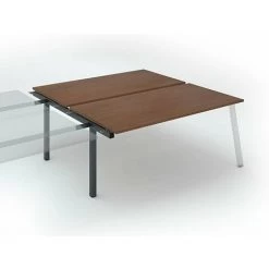 SANS MARQUE Pôle De 2 Bureaux Droits Noyer L 180 X P 80 Cm, Piétement Métal Anthracite - Arch - Elément Suivant - Maxiburo - Anthracite