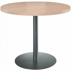SANS MARQUE Table De Réunion Ronde Chêne Clair Ø 100 Cm - Piétement Anthracite - Arch - Maxiburo - Anthracite