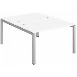 SANS MARQUE Pôle 2 Bureaux L 120 Cm Plateaux Blanc, Piètement Métal - Team Line Piétement Aluminium - Maxiburo - Aluminium