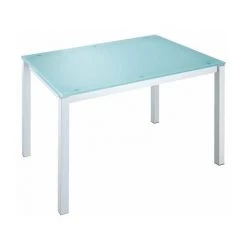 SANS MARQUE Bureau Droit Plateau En Verre Aigue-marine L 120 X P 80 Cm, Piétement Métal Droit - Next - Blanc - Maxiburo - Blanc
