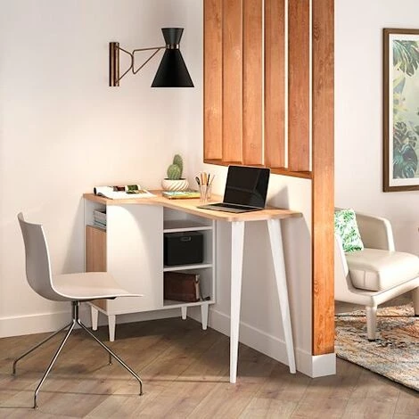 SANS MARQUE Bureau Nook Plateau Chêne/ Décor Blanc - Maxiburo - Chêne/blanc 3 SANS MARQUE Bureau Nook Plateau Chêne/ Décor Blanc - Maxiburo - Chêne/blanc