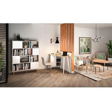 SANS MARQUE Bureau Nook Plateau Chêne/ Décor Blanc - Maxiburo - Chêne/blanc 4 SANS MARQUE Bureau Nook Plateau Chêne/ Décor Blanc - Maxiburo - Chêne/blanc – Image 2