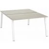 SANS MARQUE Pôle De 2 Bureaux Droits Chêne Gris L 140 X P 80 Cm Piétement Métal Blanc - Arch - Maxiburo - Blanc