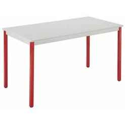 SANS MARQUE Table Multi-usages Gris Clair L 120 X P 60 Cm - Éco - Piétement Rouge - Maxiburo - Rouge