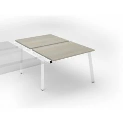 SANS MARQUE Pôle De 2 Bureaux Droits Chêne Gris L 120 X P 80 Cm, Piétement Métal Blanc - Arch - Elément Suivant - Maxiburo - Blanc