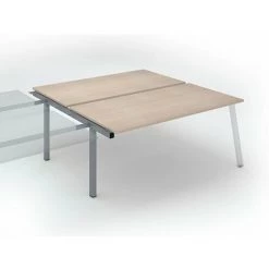 SANS MARQUE Pôle De 2 Bureaux Droits Chêne Clair L 180 X P 80 Cm, Piétement Métal Aluminium - Arch- Elément Suivant - Maxiburo - Aluminium