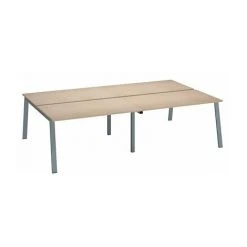 SANS MARQUE Pôle De 4 Bureaux Droits Chêne Clair L 140 X P 80 Cm Piétement Métal Aluminium - Arch - Maxiburo - Aluminium
