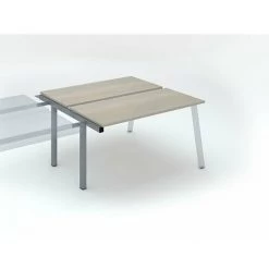 SANS MARQUE Pôle De 2 Bureaux Droits Chêne Gris L 140 X P 60 Cm, Piétement Métal Aluminium - Arch - Elément Suivant - Maxiburo - Aluminium