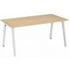 SANS MARQUE Bureau Droit Individuel Chêne Clair 160 X 80 Cm, Piétement Métal Blanc Exprim - Maxiburo -France Bureau Soldes 2022 47304364 1