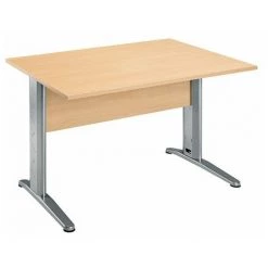 SANS MARQUE Bureau Droit Hêtre L 120 Cm, Piétement L Métal - O-line 2 - Aluminium - Maxiburo - Aluminium