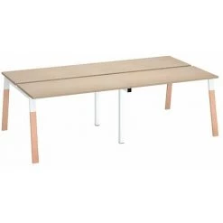 SANS MARQUE Pôle De 4 Bureaux Droits L 120 X P 60 Cm, Piétement Bois Métal Chêne Clair - Arch - Maxiburo - Chêne Clair