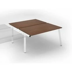 SANS MARQUE Pôle De 2 Bureaux Droits Noyer L 160 X P 80 Cm, Piétement Métal Blanc - Arch - Elément Suivant - Maxiburo - Blanc