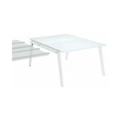 SANS MARQUE Pôle 2 Bureaux Droits Exprim L 140 Cm Blanc Piétement Métal Blanc - Maxiburo - Blanc