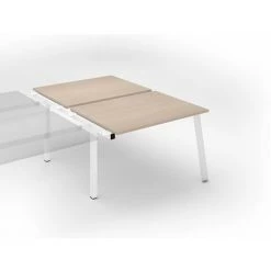 SANS MARQUE Pôle De 2 Bureaux Droits Chêne Clair L 120 X P 80 Cm, Piétement Métal Blanc - Arch - Elément Suivant - Maxiburo - Blanc