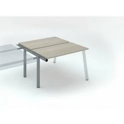 SANS MARQUE Pôle De 2 Bureaux Droits Chêne Gris L 120 X P 60 Cm, Piétement Métal Aluminium - Arch - Elément Suivant - Maxiburo - Aluminium