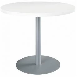 SANS MARQUE Table De Réunion Ronde Blanc Ø 100 Cm - Piétement Aluminium - Arch - Maxiburo - Aluminium
