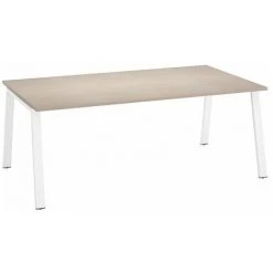 SANS MARQUE Bureau Manager Chêne Clair 200 X 100 Cm, Piétement Métal Blanc - Arch - Maxiburo - Blanc