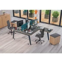 SANS MARQUE Pôle 2 Bureaux Droits Gris Carbone L 120 X P 163 Cm, Piétement Anthracite Arche - Exprim - Maxiburo -France Bureau Soldes 2022 47305473 2