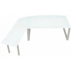 SANS MARQUE Retour Suspendu à Gauche Blanc Pour Bureau Manager L185 X P 60 Cm - Next - Piétement Aluminium - Maxiburo