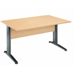 SANS MARQUE Bureau Droit Hêtre L 140 Cm, Piétement L Métal - O-line 2 - Anthracite - Maxiburo - Anthracite