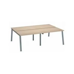 SANS MARQUE Pôle De 4 Bureaux Droits Chêne Clair L 120 X P 80 Cm Piétement Métal Aluminium - Arch - Maxiburo - Aluminium