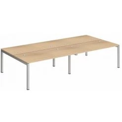 SANS MARQUE Pôle 4 Bureaux L 320 Cm Plateaux Chêne, Piètement Métal - Team Line Aluminium - Maxiburo - Aluminium