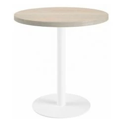 SANS MARQUE Table De Réunion Ronde Chêne Gris Ø 80 Cm - Piétement Blanc - Arch - Maxiburo - Blanc