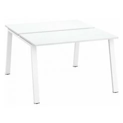 SANS MARQUE Pôle De 2 Bureaux Droits Blanc L 120 X P 60 Cm, Piétement Métal Blanc - Arch - Maxiburo - Blanc