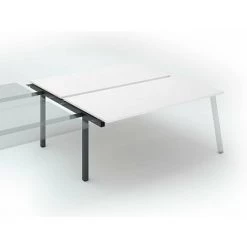 SANS MARQUE Pôle De 2 Bureaux Droits Blanc L 180 X P 80 Cm, Piétement Métal Anthracite - Arch - Elément Suivant - Maxiburo - Anthracite