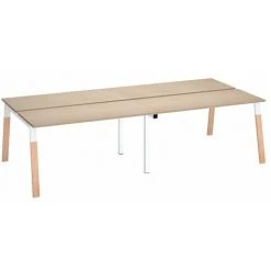 SANS MARQUE Pôle De 4 Bureaux Droits L 140 X P 60 Cm, Piétement Bois Métal Chêne Clair - Arch - Maxiburo