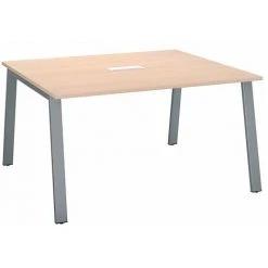 SANS MARQUE Table De Réunion Chêne Clair L 140 X P 126 Cm - Piétement Métal Aluminium - Arch - Maxiburo