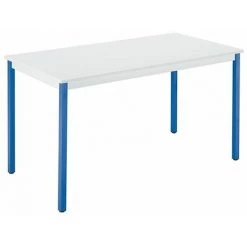 SANS MARQUE Table Multi-usages Gris Clair L 140 X P 70 Cm - Éco - Piétement Bleu - Maxiburo - Bleu