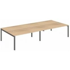 SANS MARQUE Pôle 4 Bureaux L 360 Cm Plateaux Chêne, Piètement Métal - Team Line Anthracite - Maxiburo - Anthracite