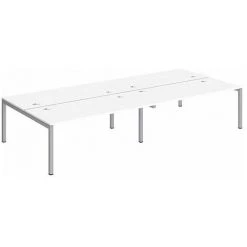 SANS MARQUE Pôle 4 Bureaux L 360 Cm Plateaux Blancs, Piètement Métal - Team Line Aluminium - Maxiburo - Aluminium