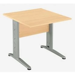 SANS MARQUE Bureau Droit Hêtre L 80 Cm, Piétement L Métal - O-line 2 - Aluminium - Maxiburo - Aluminium
