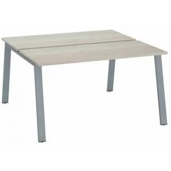 SANS MARQUE Pôle De 2 Bureaux Droits Chêne Gris L 140 X P 60 Cm, Piétement Métal Anthracite - Arch - Maxiburo - Aluminium