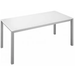 SANS MARQUE Bureau Droit Plateau En Verre Blanc L 160 X P 80 Cm, Piétement Métal Droit - Next - Aluminium - Maxiburo