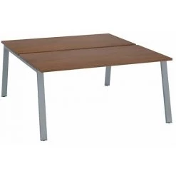 SANS MARQUE Pôle De 2 Bureaux Droits Noyer L 160 X P 80 Cm Piétement Métal Aluminium - Arch - Maxiburo - Aluminium