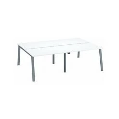 SANS MARQUE Pôle De 4 Bureaux Droits Blanc L 120 X P 80 Cm Piétement Métal Aluminium - Arch - Maxiburo - Aluminium