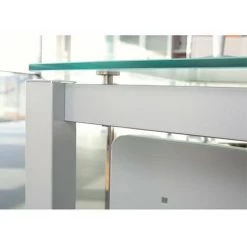 SANS MARQUE Bureau Droit Plateau En Verre Aigue-marine L 80 X P 80 Cm, Piétement Métal Droit - Next - Aluminium - Maxiburo - Aluminium -France Bureau Soldes 2022 47307536 3